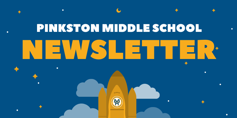 a graphic of the pinkston middle school newsletter logo