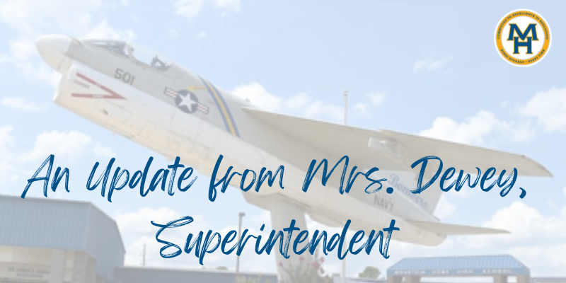 a graphic that says an update from mrs. dewey, superintendent