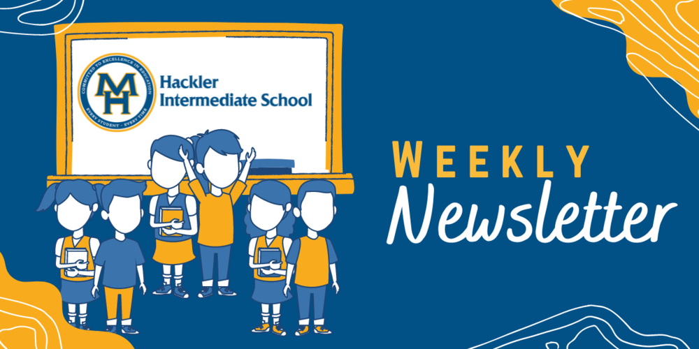 Graphic of kids says Weekly Newletter