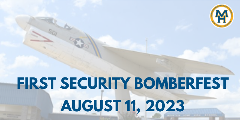 a graphic that says first security bomberfest august 11, 2023