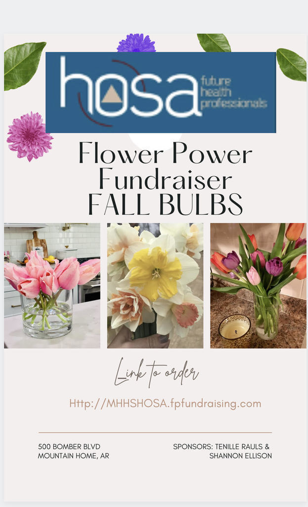 a flyer for a fall bulb flower fundraiser 