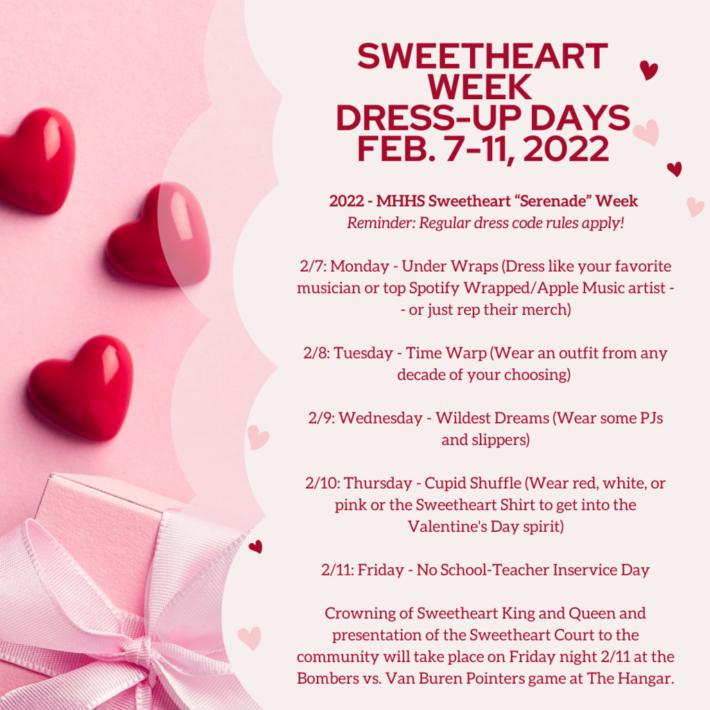 Sweetheart Dress-Up Days - February 7-11, 2022