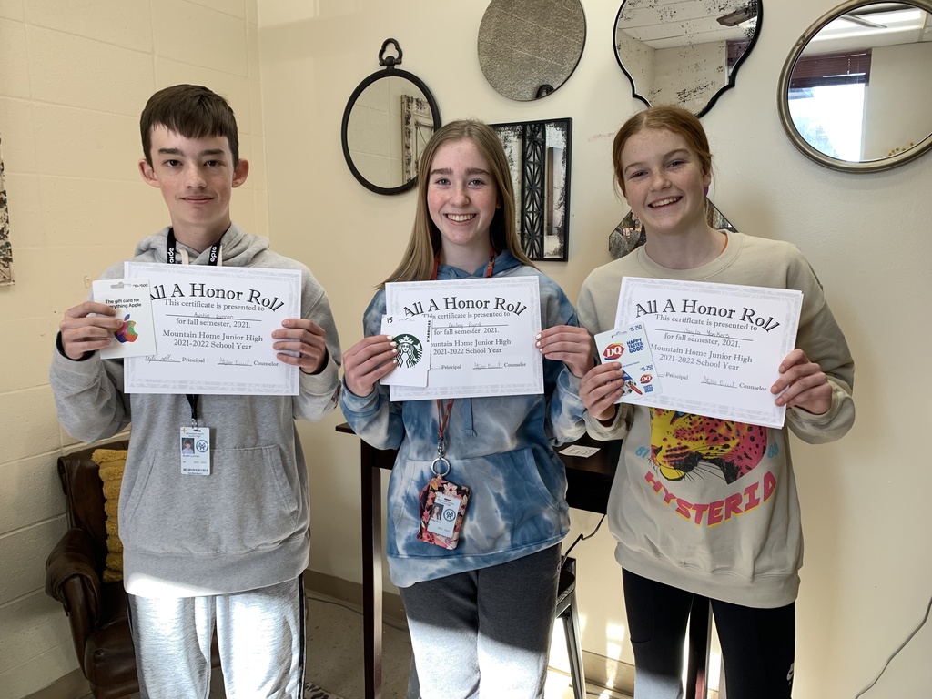 Three students with all A's