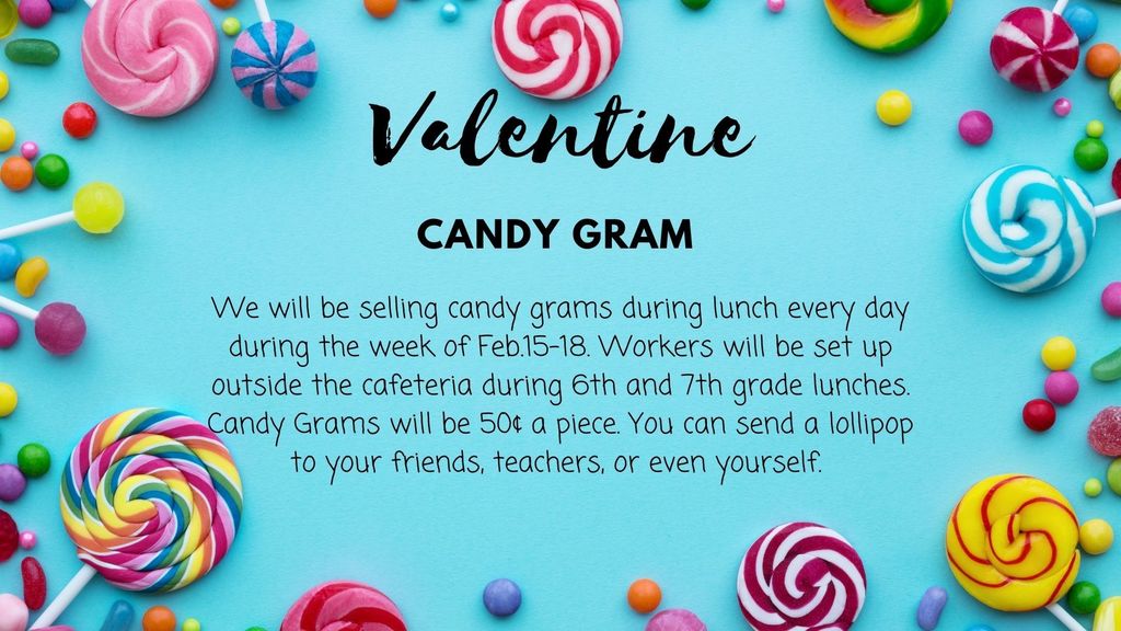 a graphic of pinkston middle school candy gram