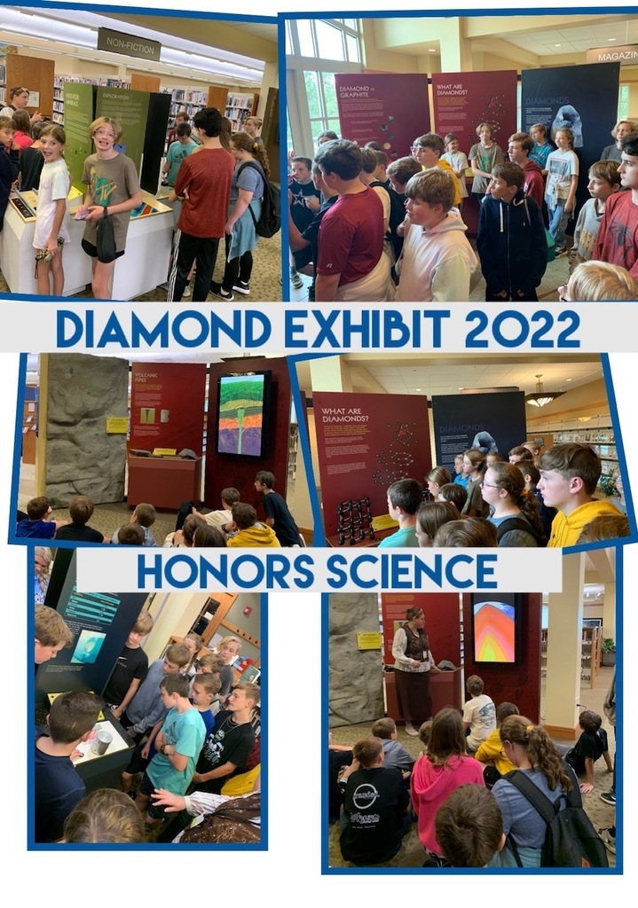 7th grade students visiting a diamond exhibit at the public library
