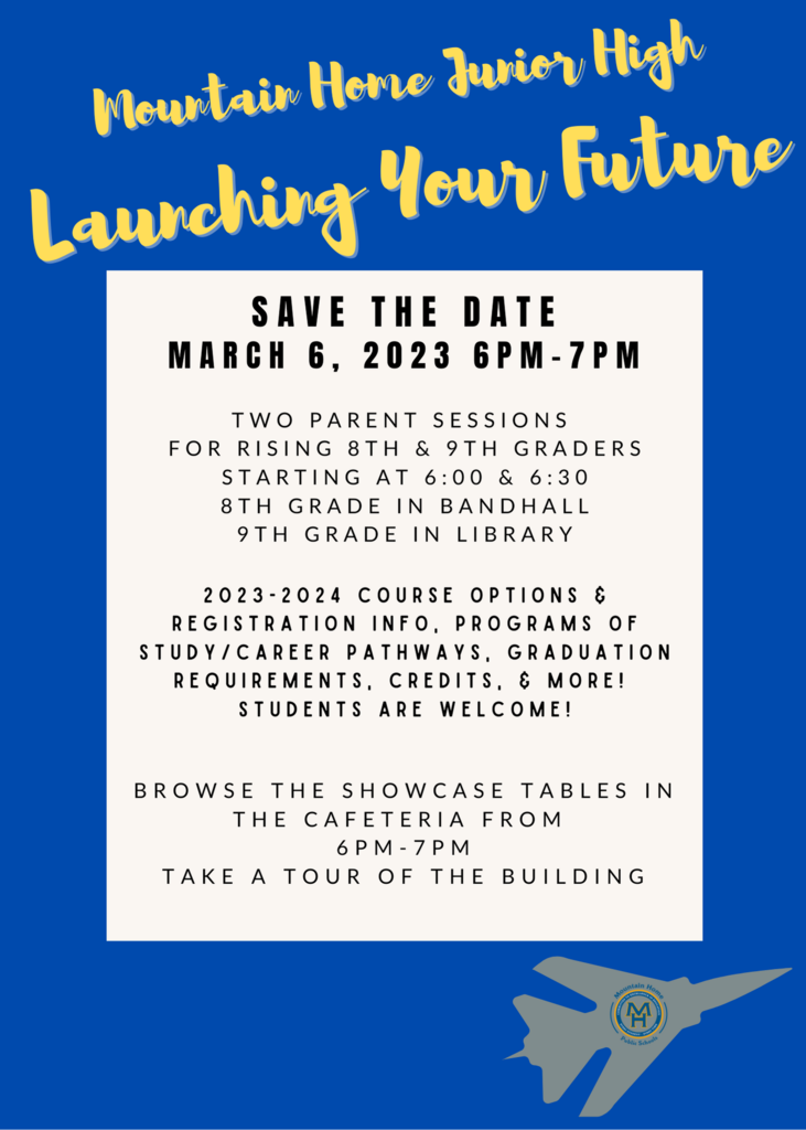 Launching your future at mhjh: march 6 from 6-7 in cafeteria - learn about courses, tour building