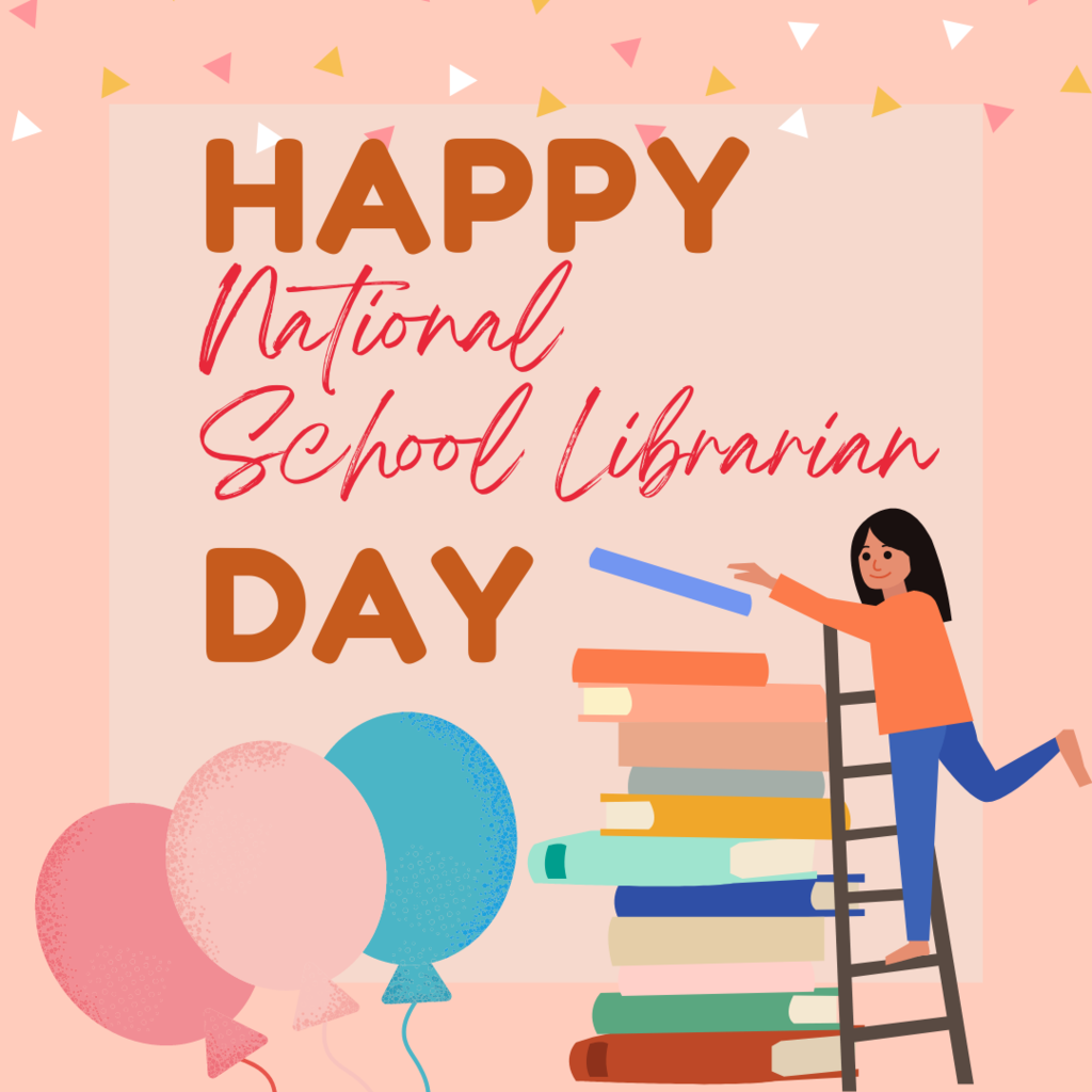 happy national school librarian day graphic