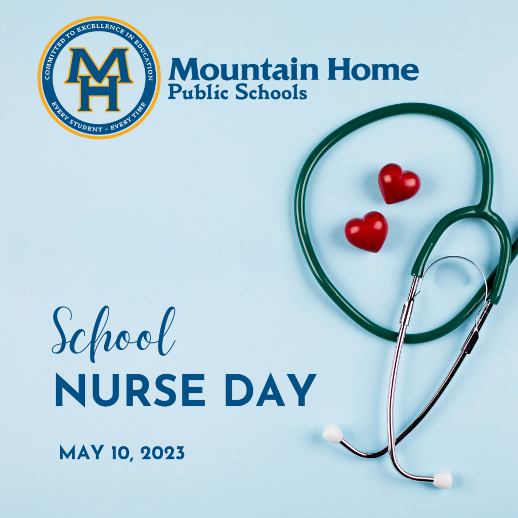 school nurse day may 10 graphic with a stethoscope on it